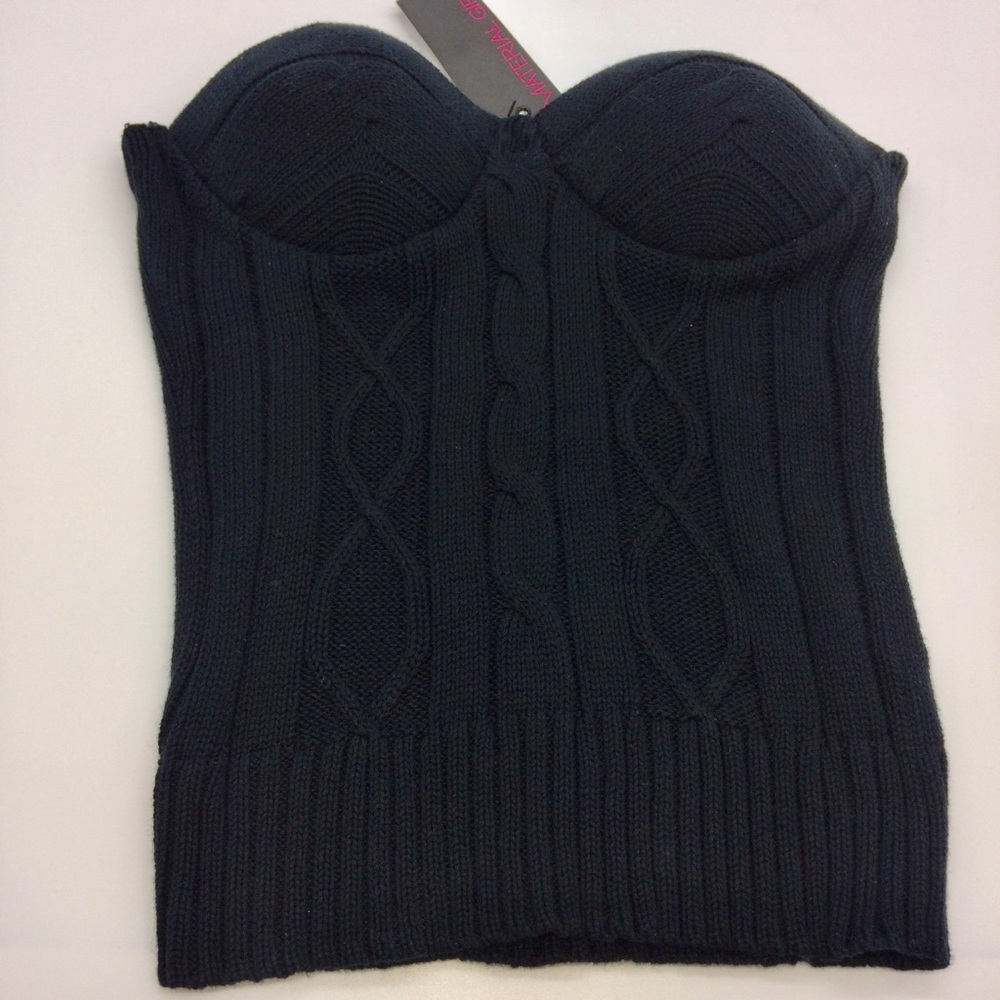 Material Girl Black Knit Bustier Top